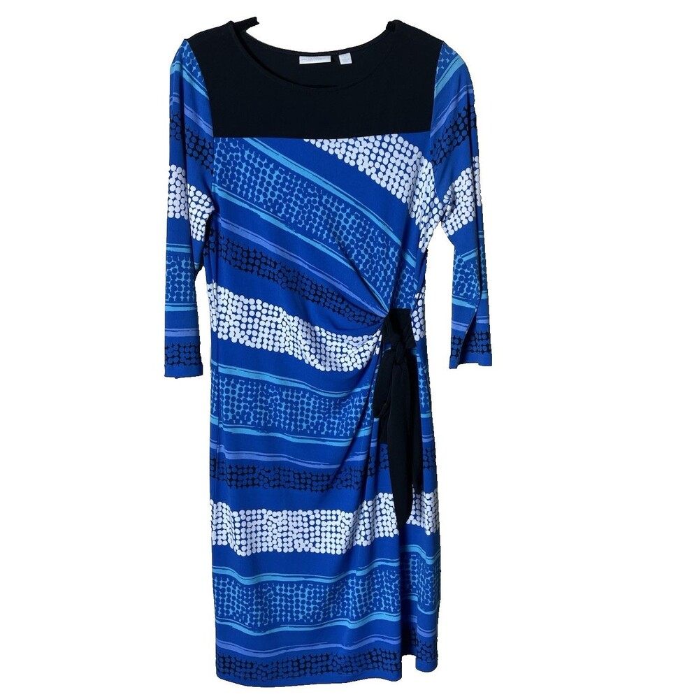 New York & Company Woman's Blue Black / White Slip On Pencil Dress Size M